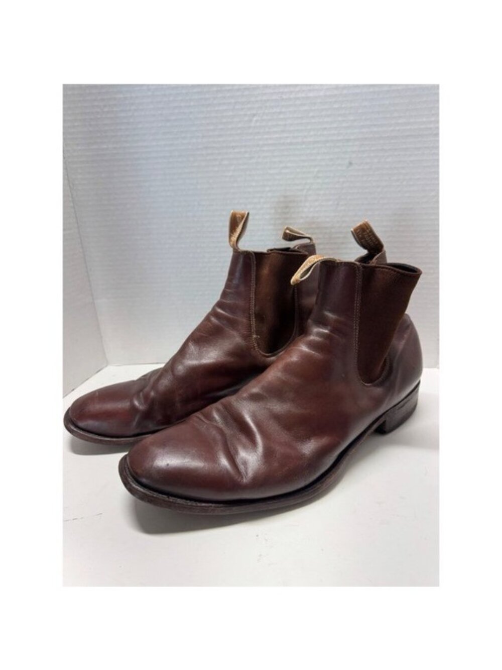 RM Williams Craftsman Chelsea Boots Brown Leather Chisel Toe Size 13 H Mens